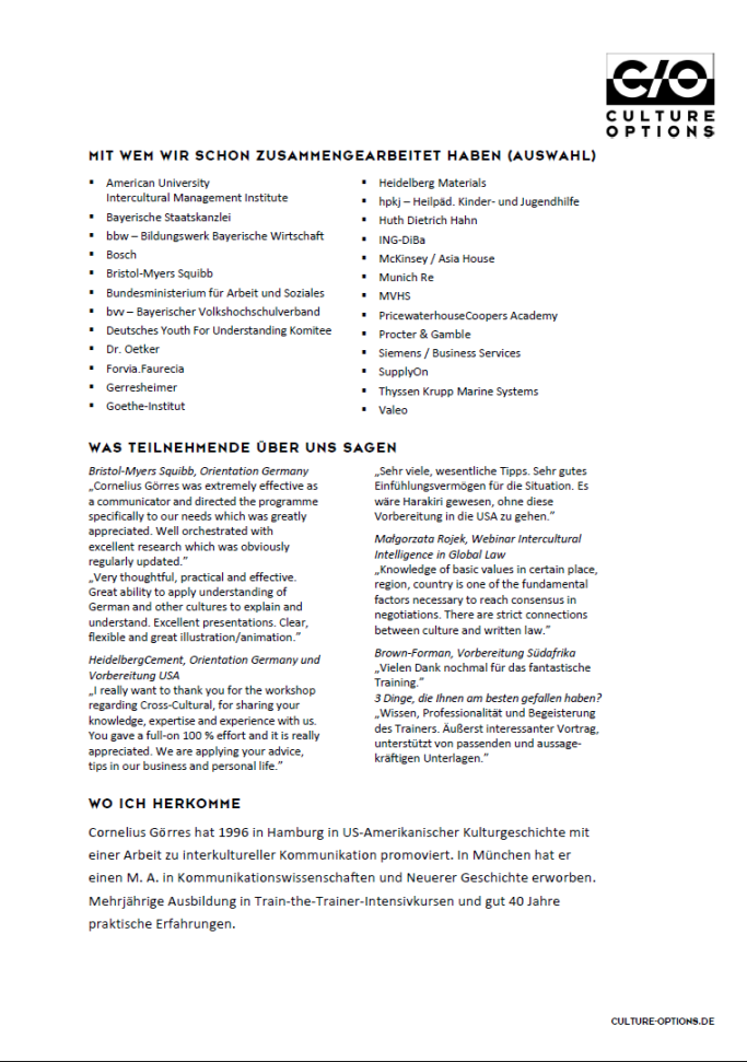 Profil von Dr. Cornelius Görres, Seite 2